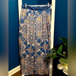 Anthropology elevenses nearly silk pants blue/pink paisley
